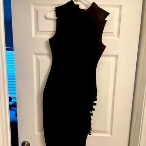 Sexy Spandex body con dress with cris cross slit